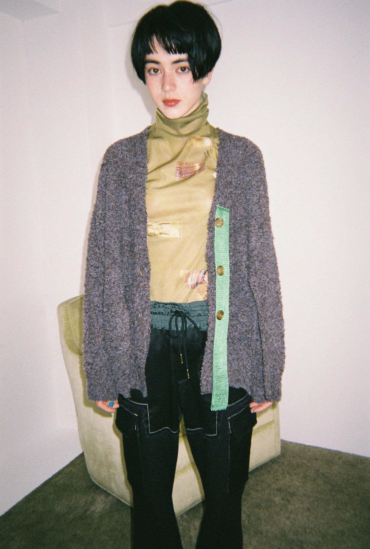 dish pattern sheer Tshirts / green