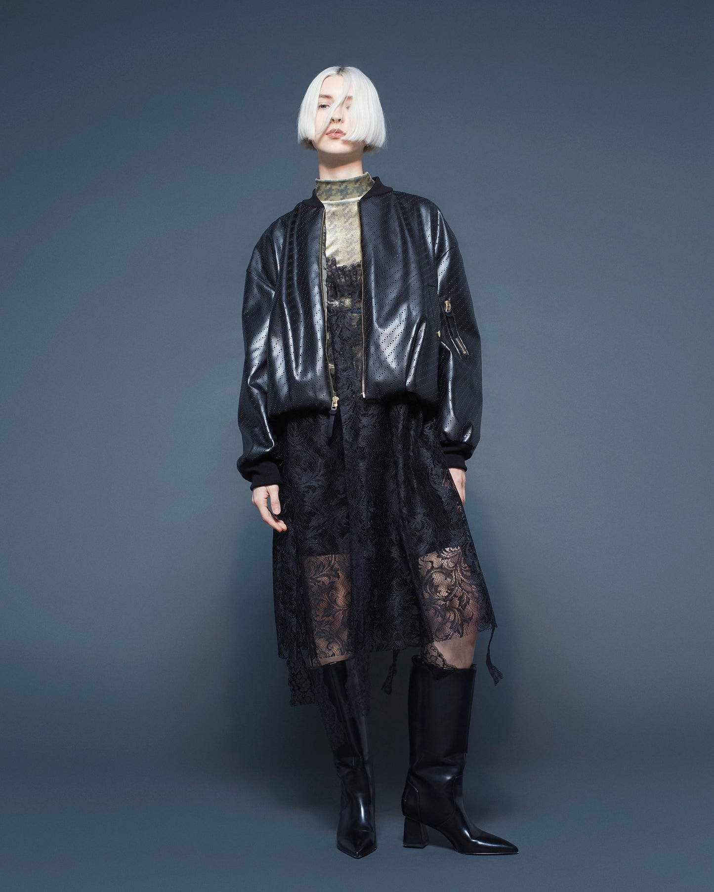 mesh leather baloon MA-1 / black