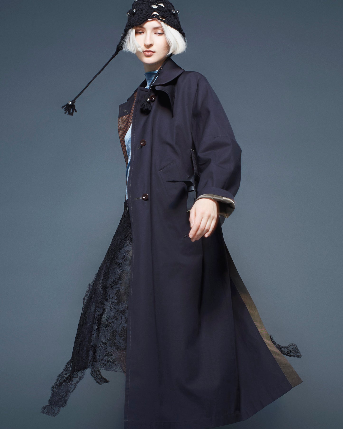 back slit cotton trench coat