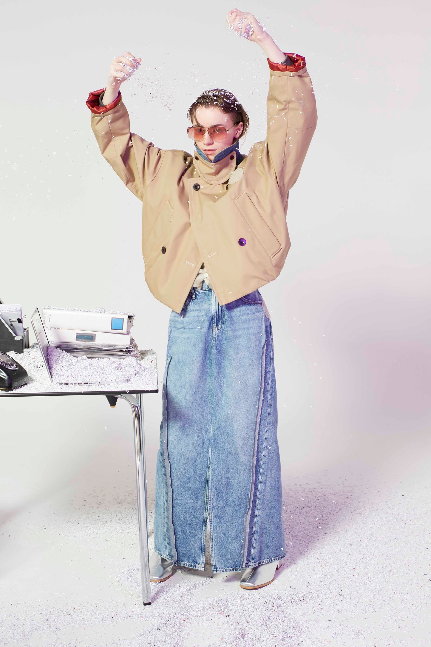 re-make denim skirt / blue