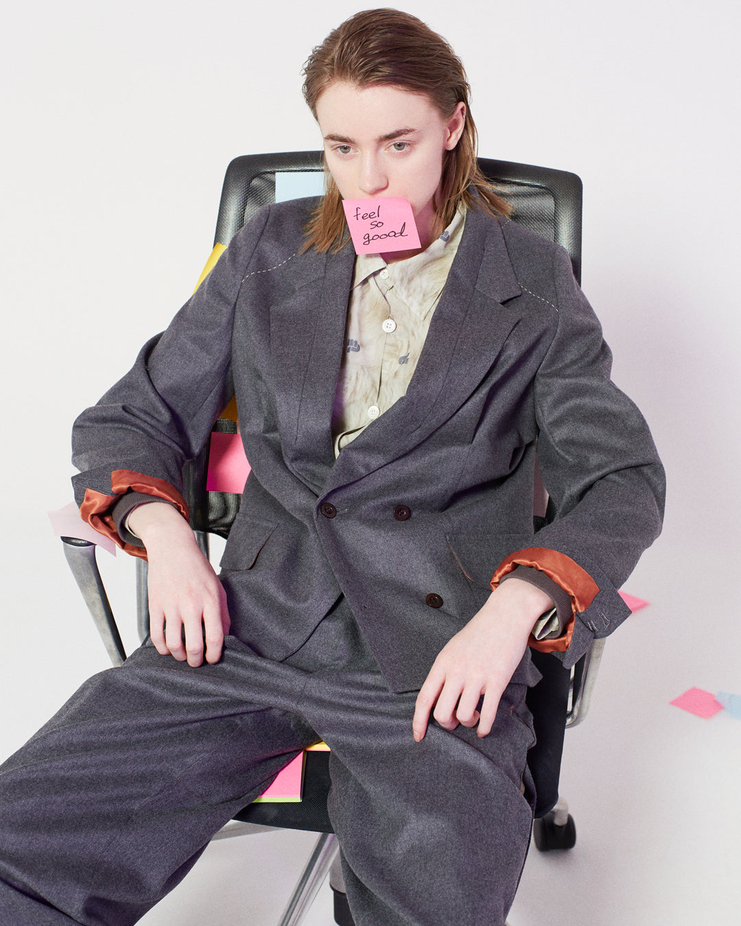 tucked wool jacket / gray
