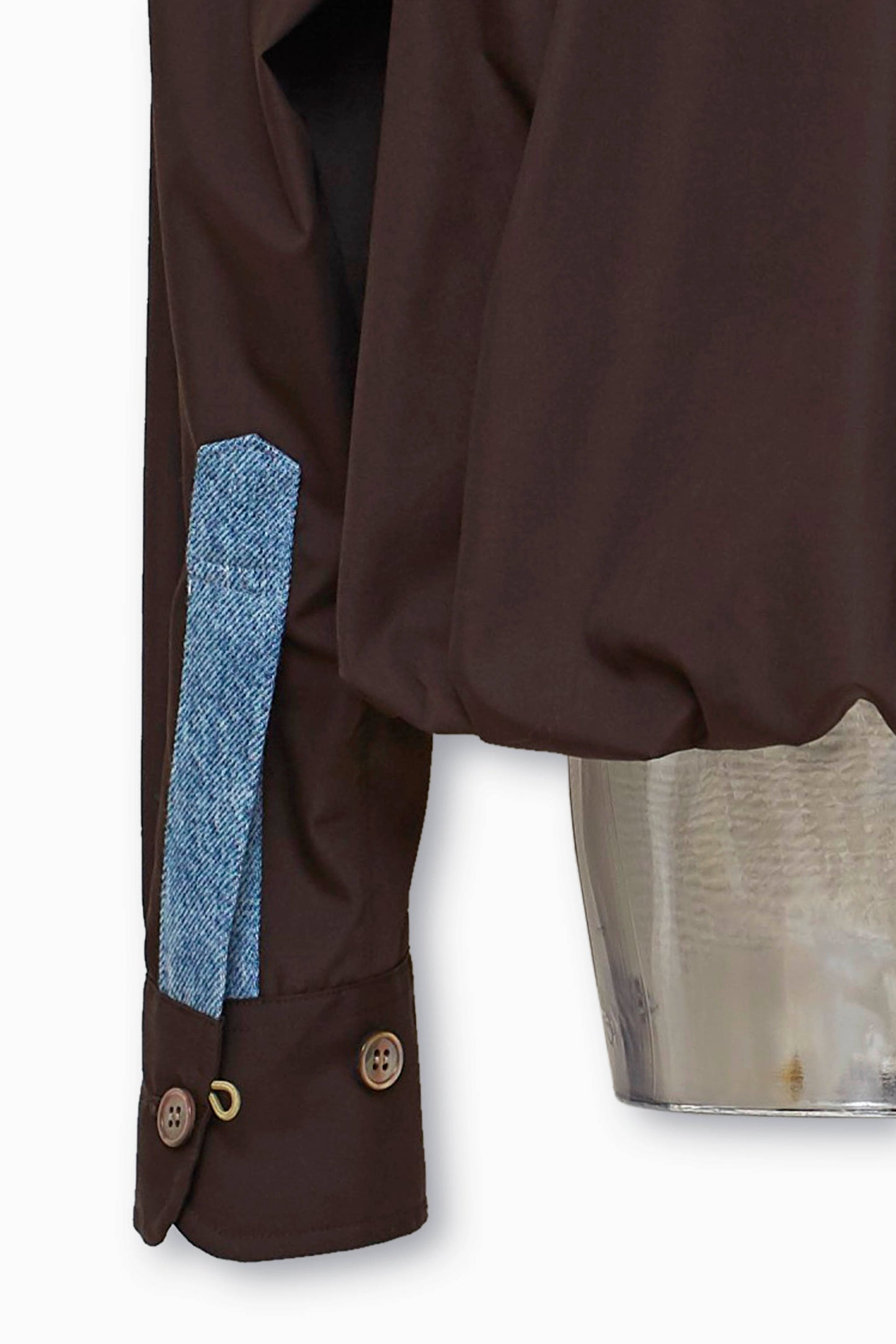 tuck button balloon shirts / brown