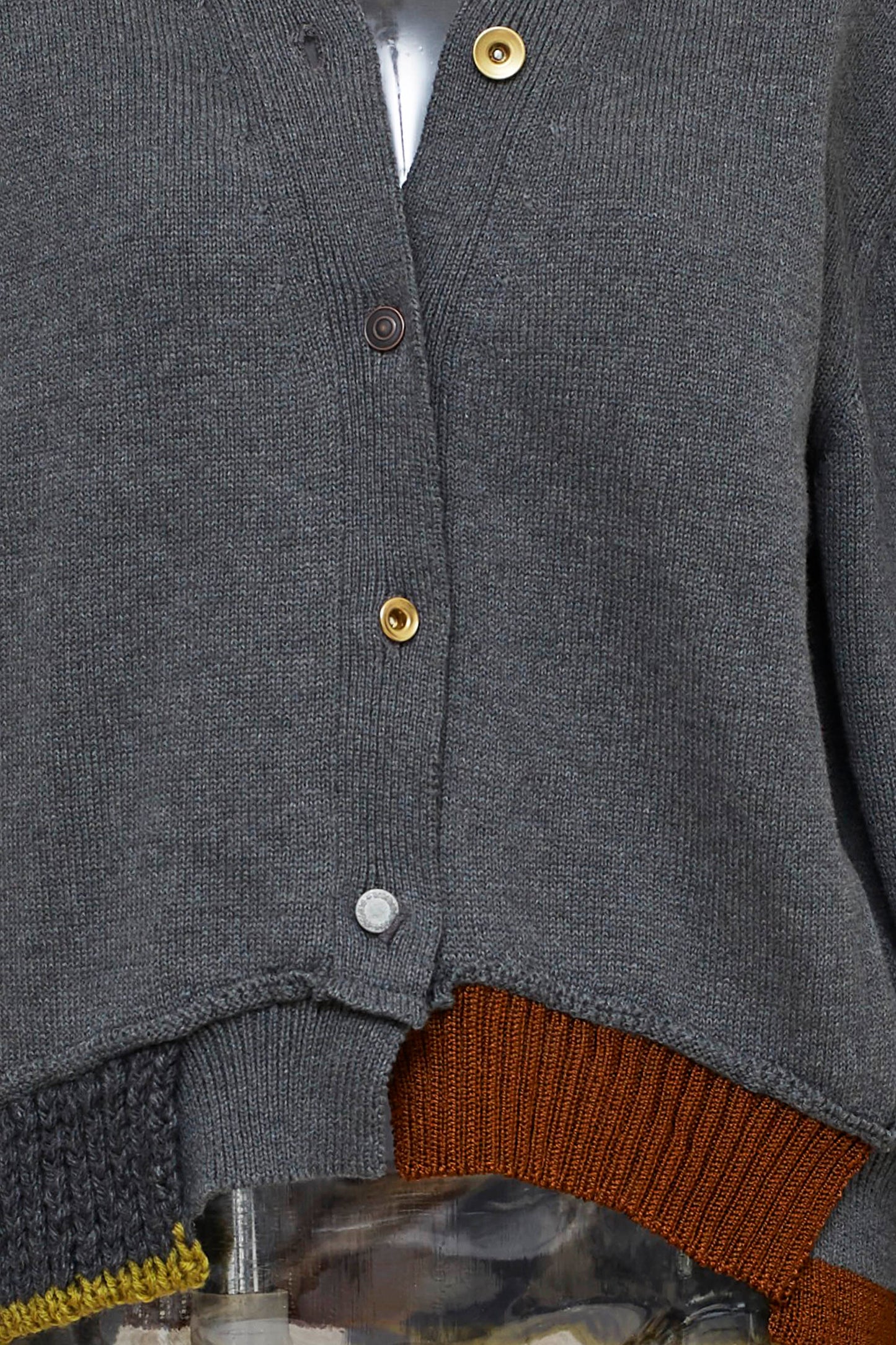 mixed hem cotton cardigan / gray