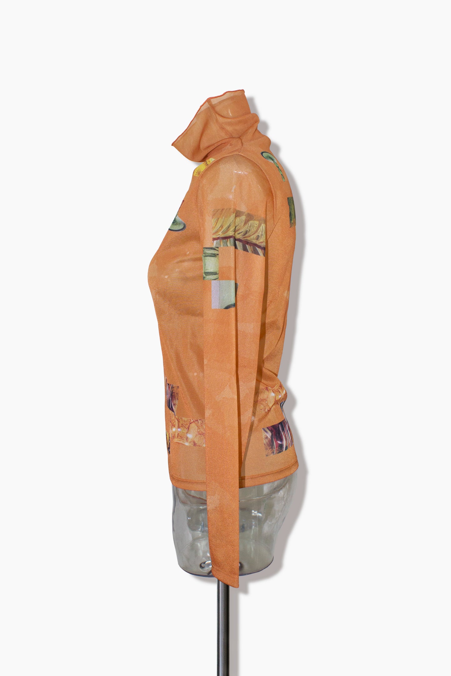 dish pattern sheer Tshirts / orange