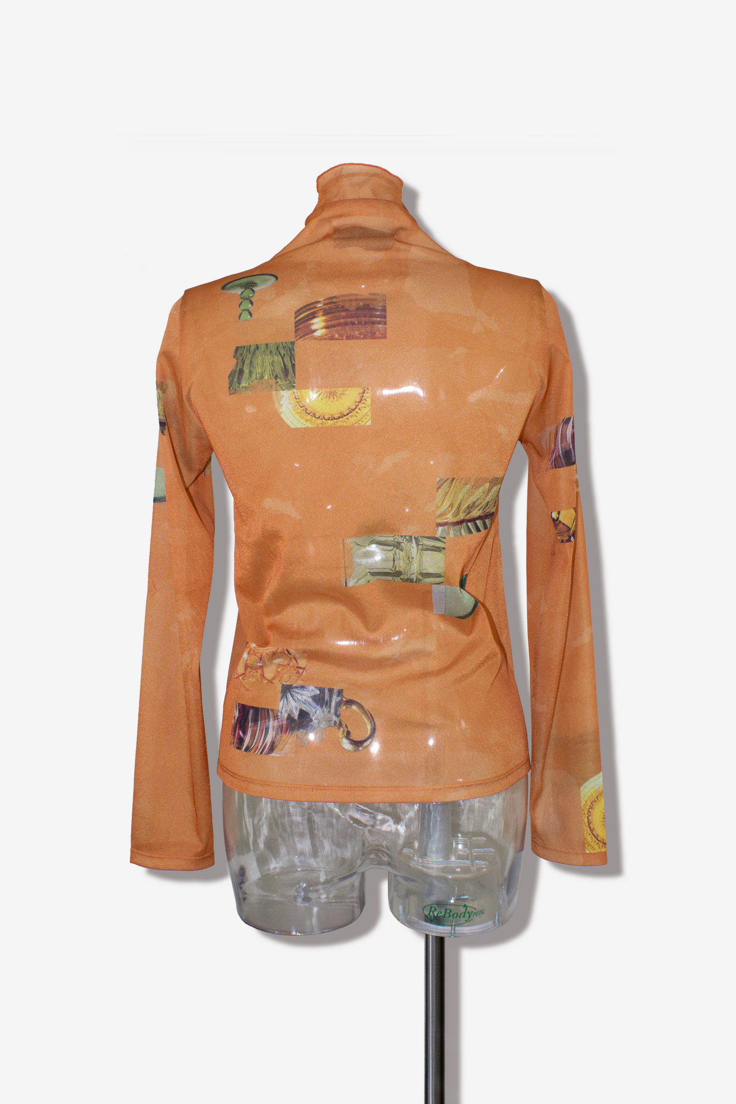 dish pattern sheer Tshirts / orange