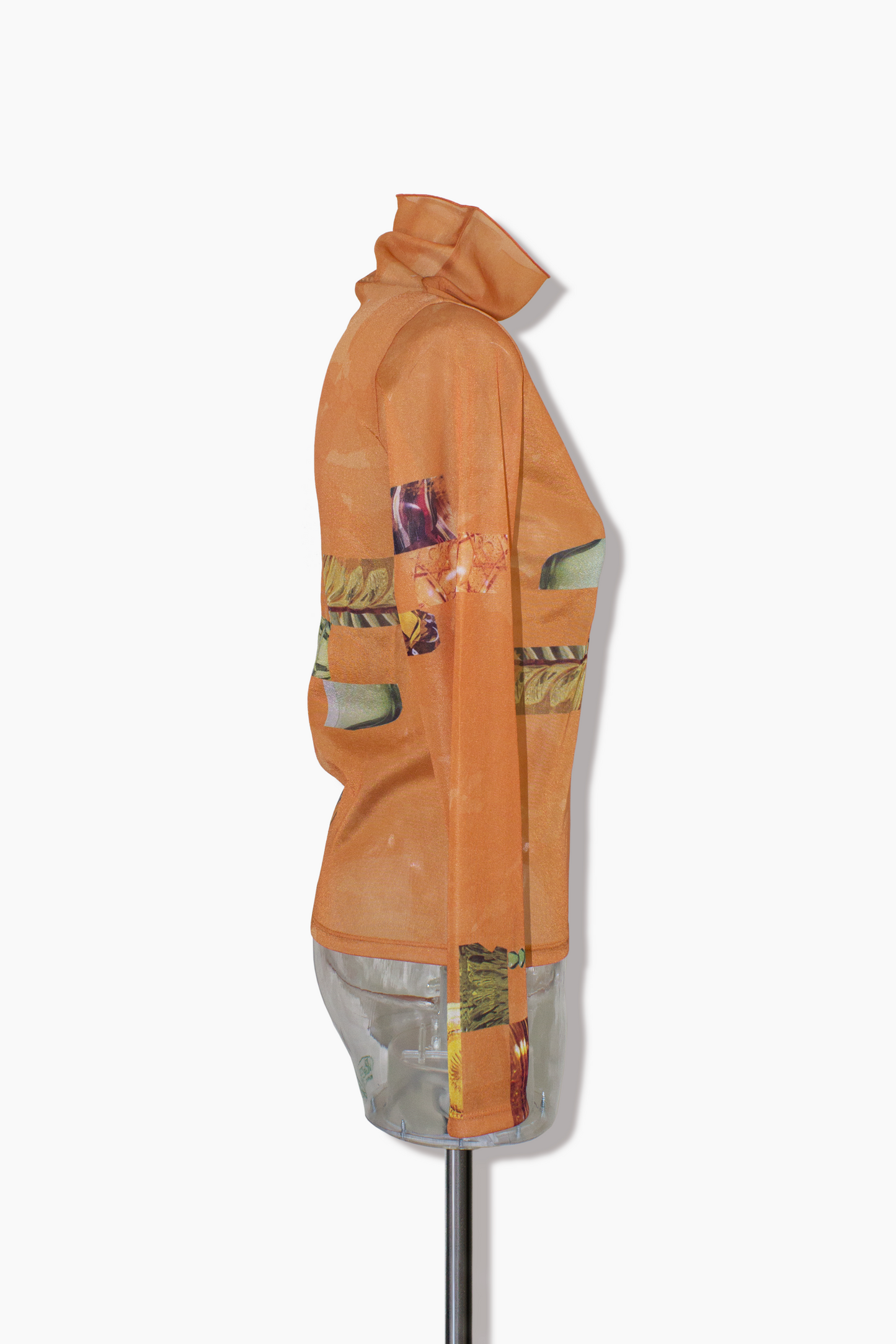 dish pattern sheer Tshirts / orange