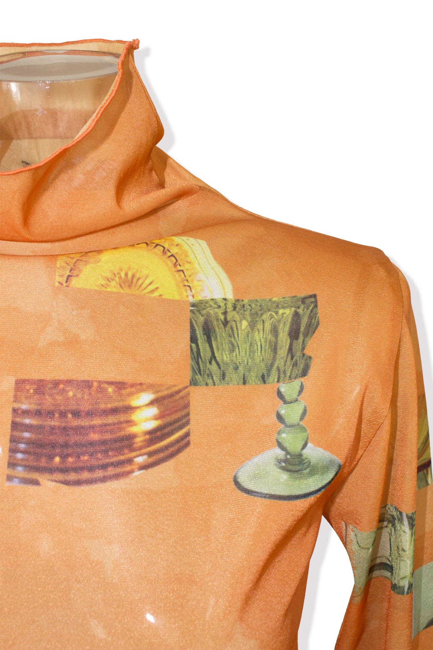 dish pattern sheer Tshirts / orange