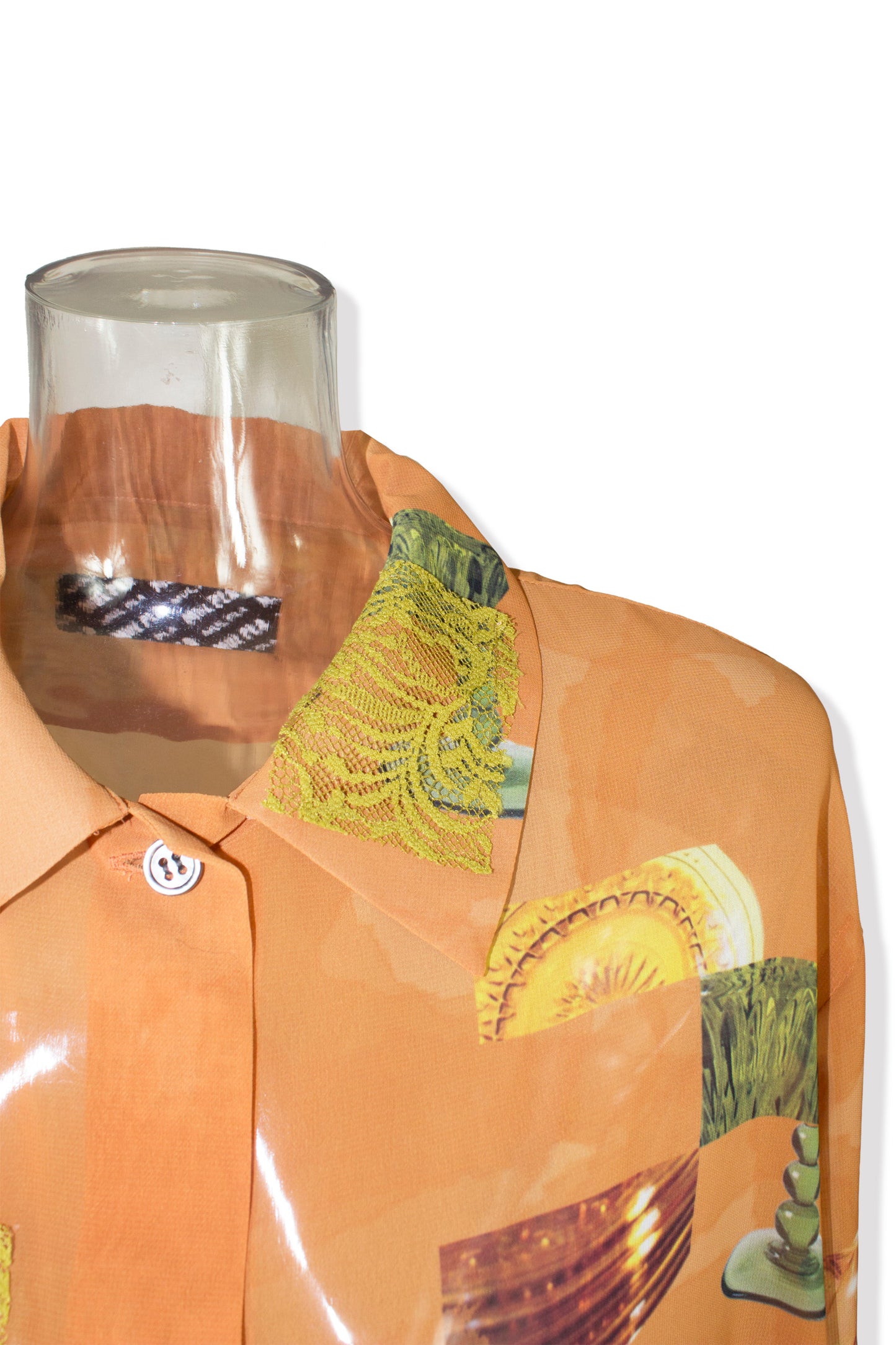 dish pattern slit blouse / orange
