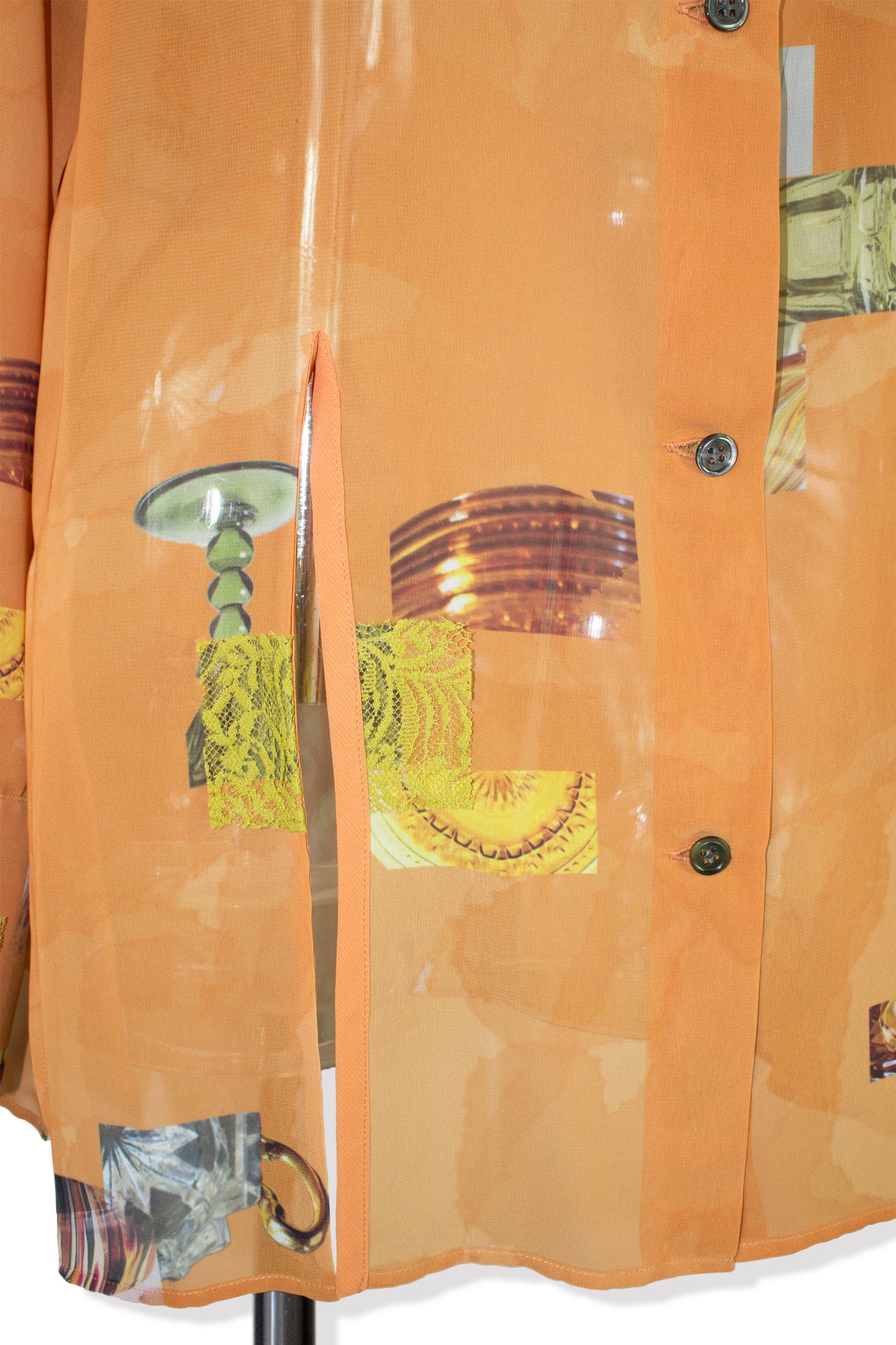 dish pattern slit blouse / orange
