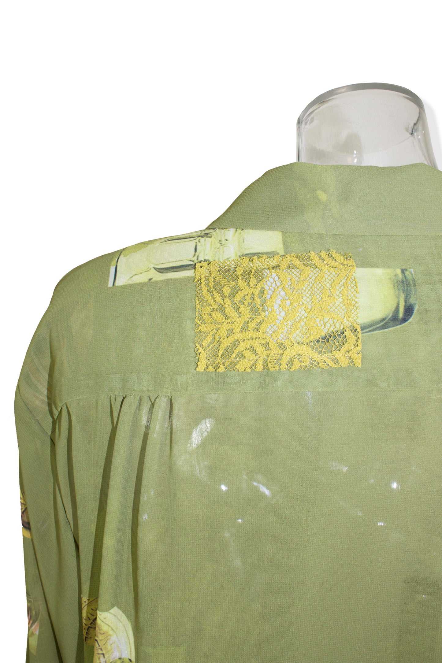 dish pattern slit blouse / green
