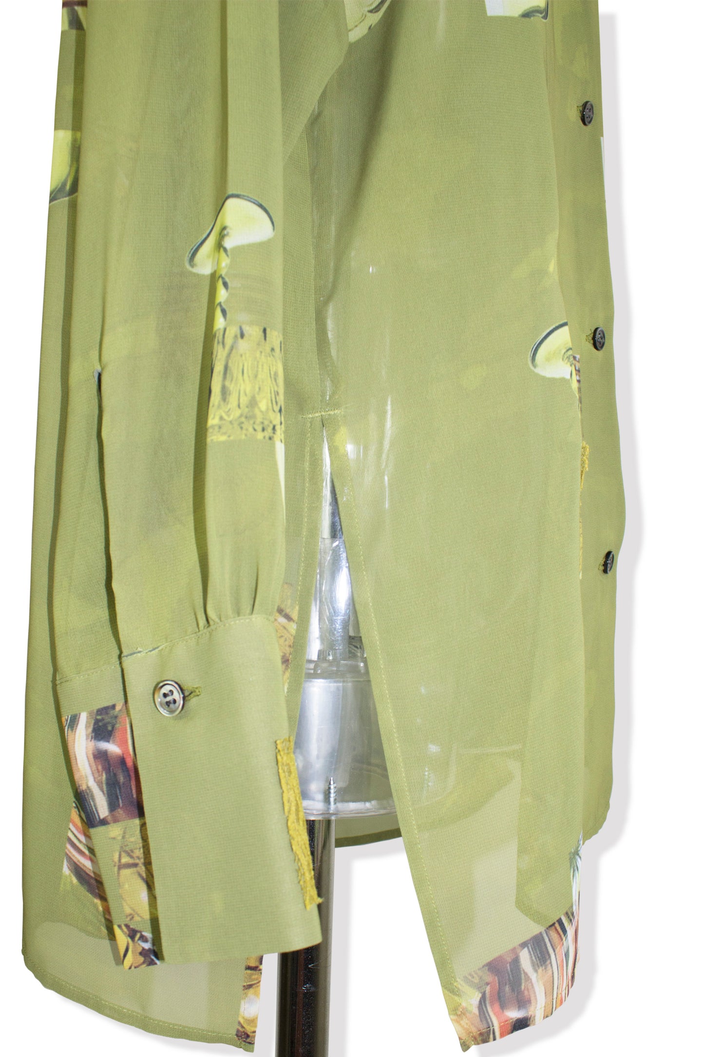 dish pattern slit blouse / green