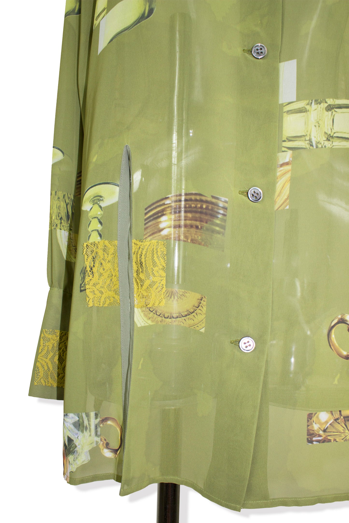 dish pattern slit blouse / green