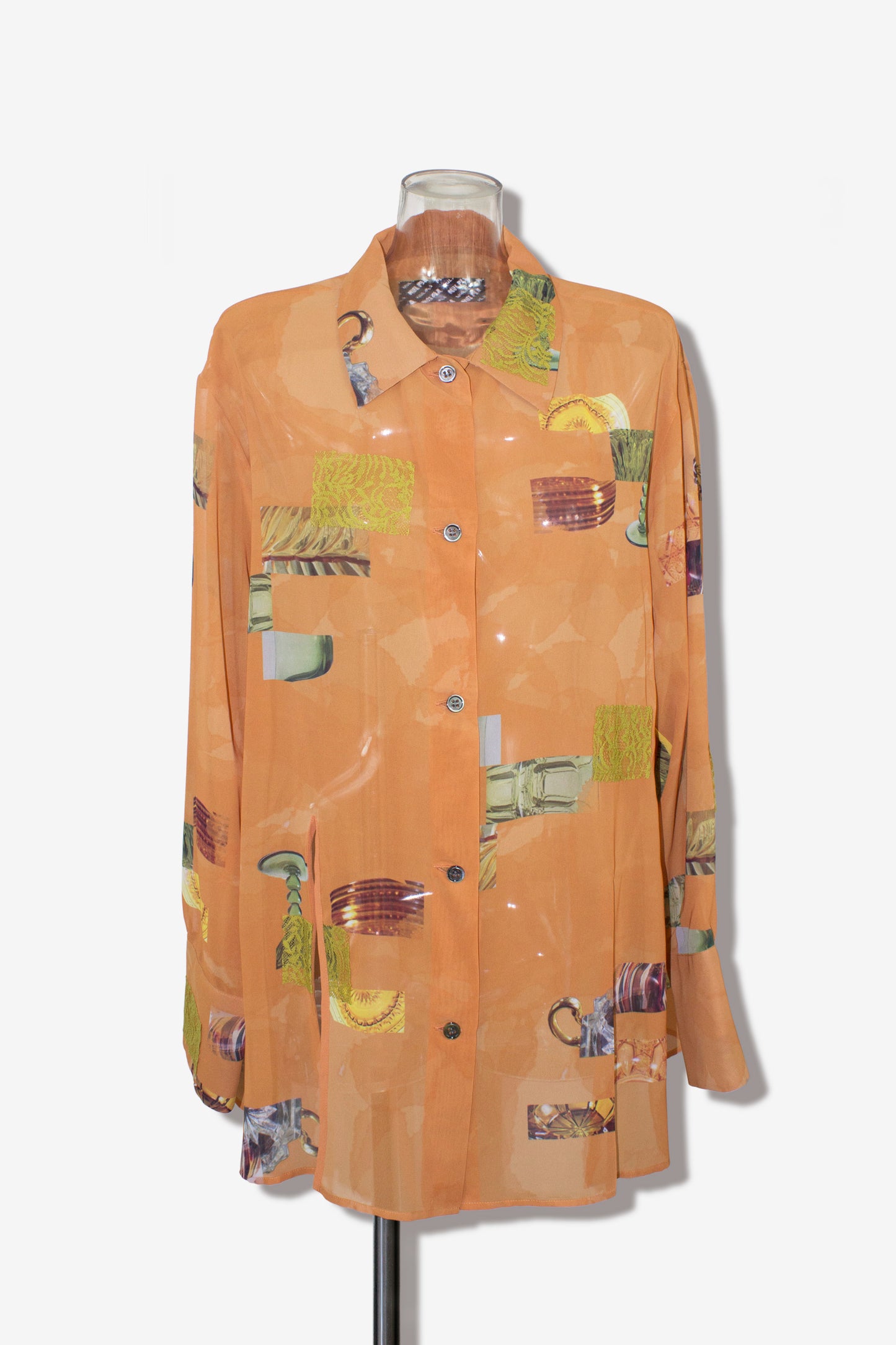 dish pattern slit blouse / orange
