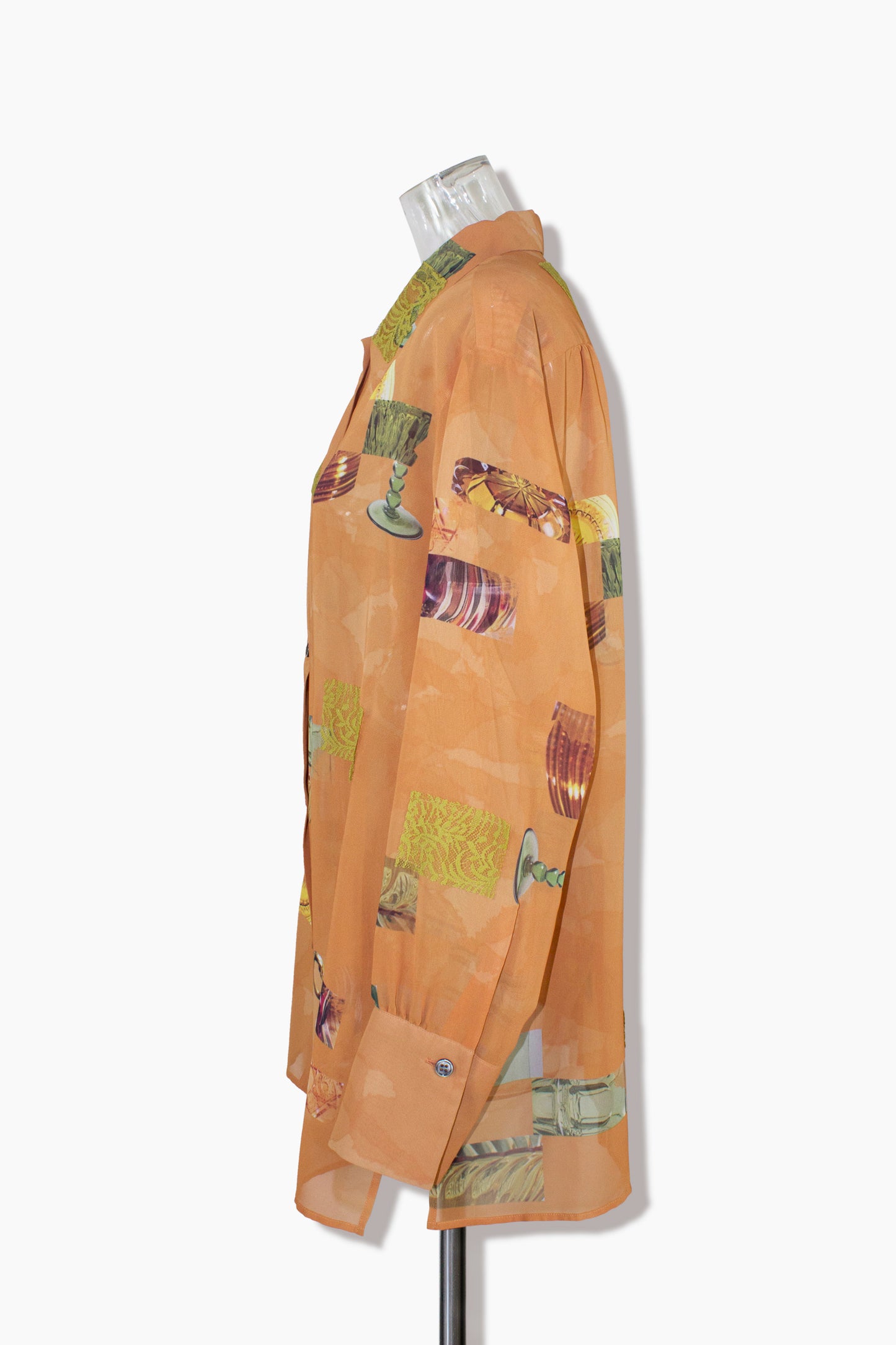 dish pattern slit blouse / orange