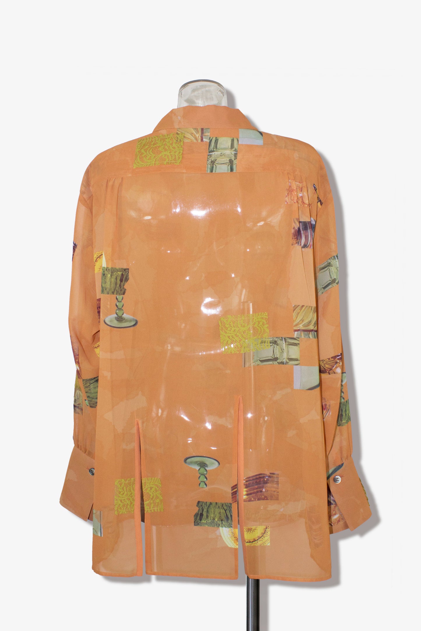 dish pattern slit blouse / orange