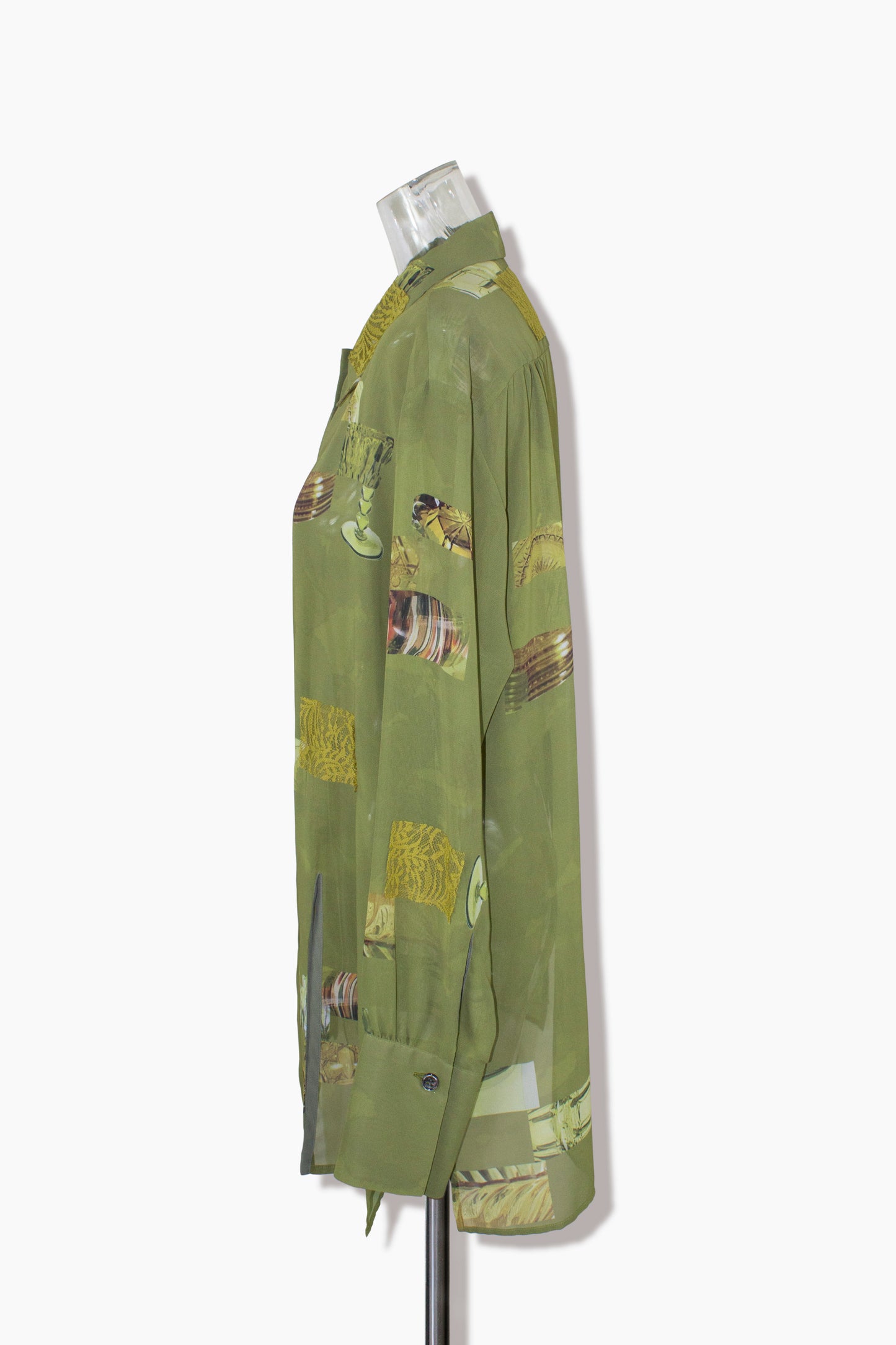 dish pattern slit blouse / green