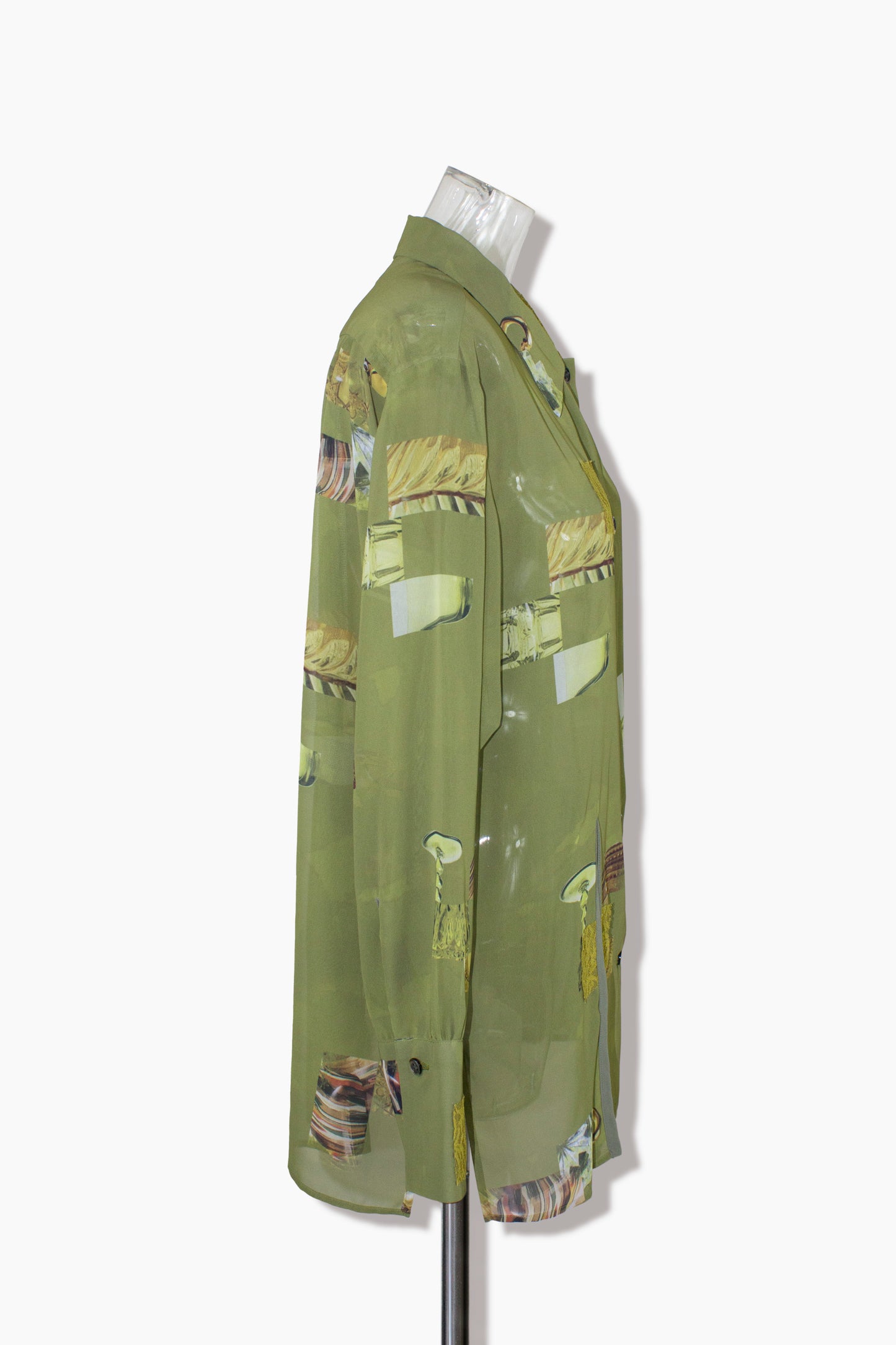 dish pattern slit blouse / green