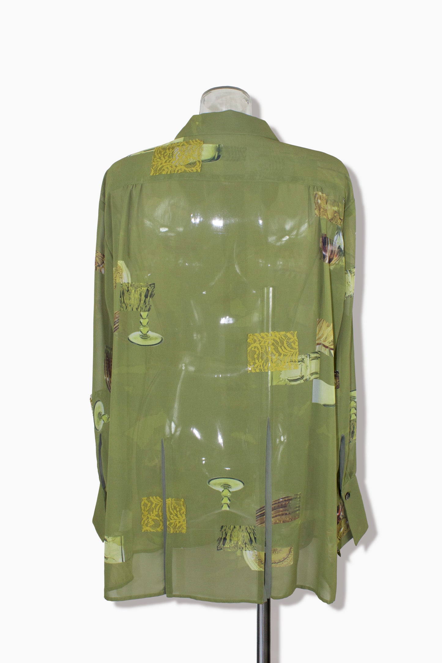 dish pattern slit blouse / green