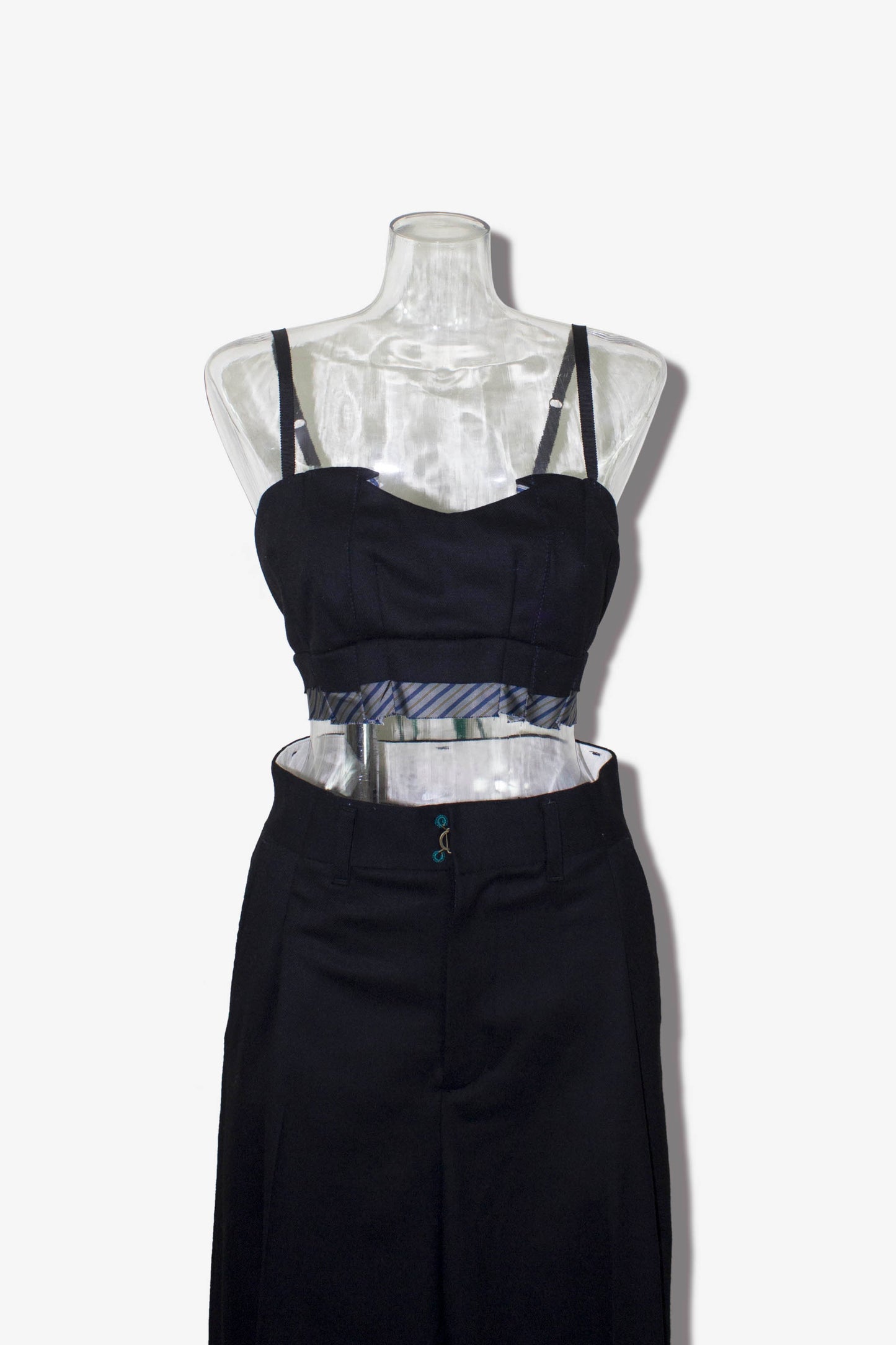 tacked wool bustier / black
