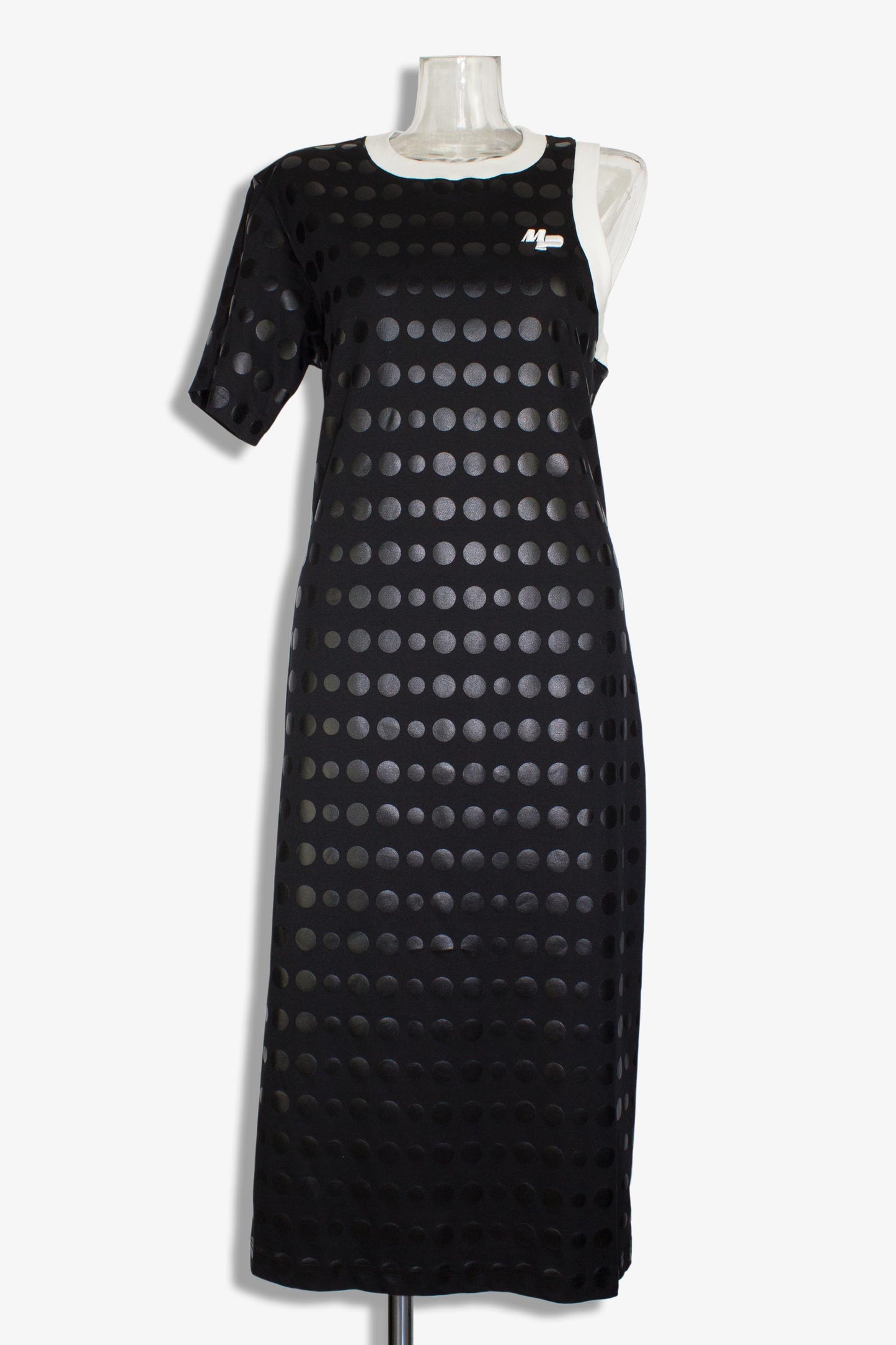 dot jersey dress / black