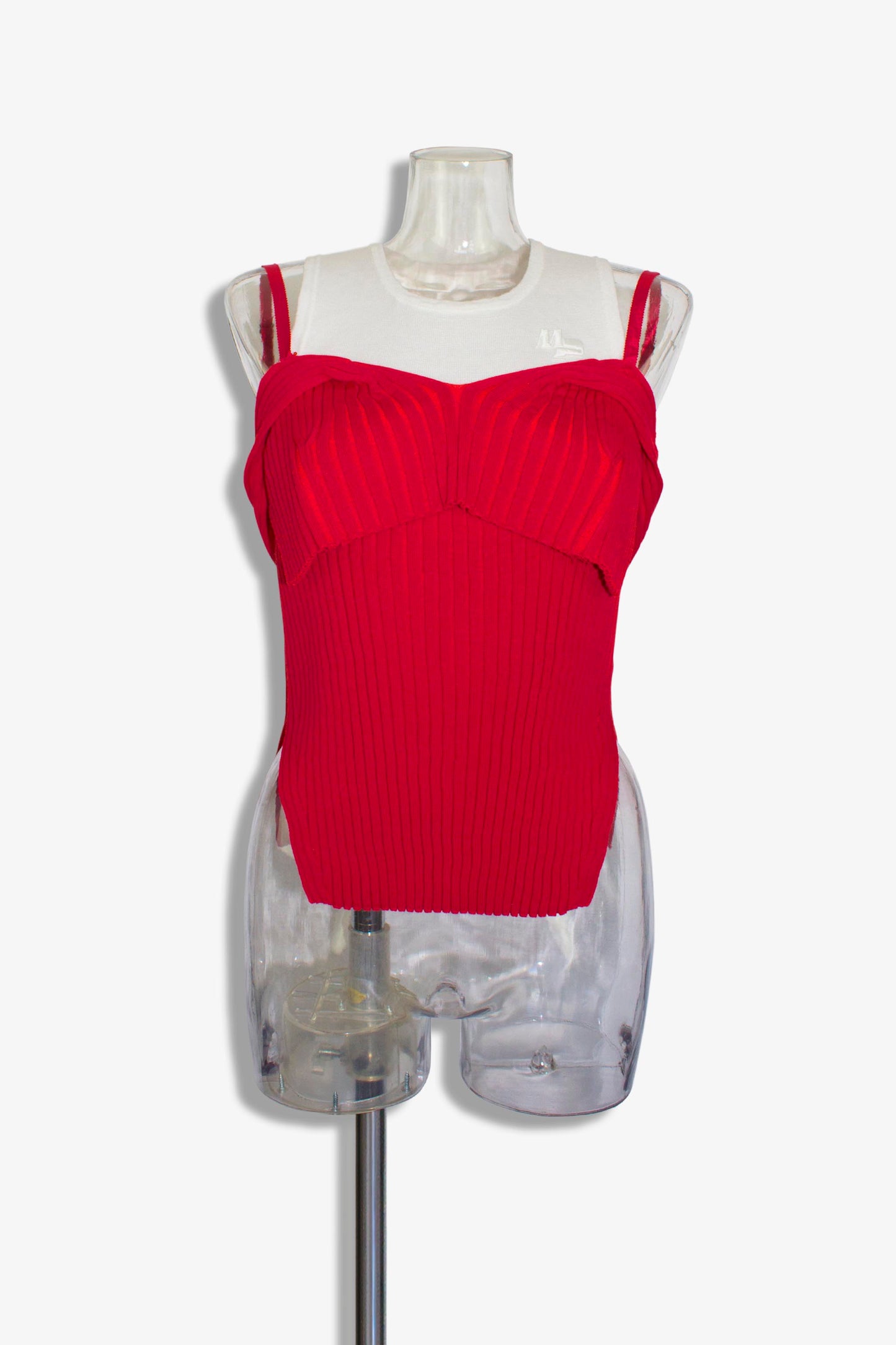 docking rib tank top / red