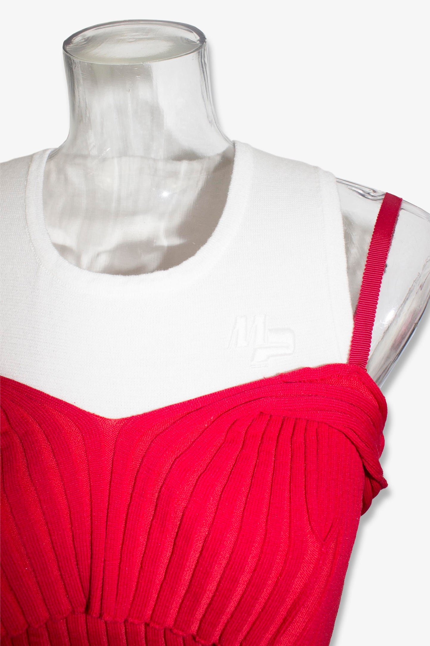 docking rib tank top / red