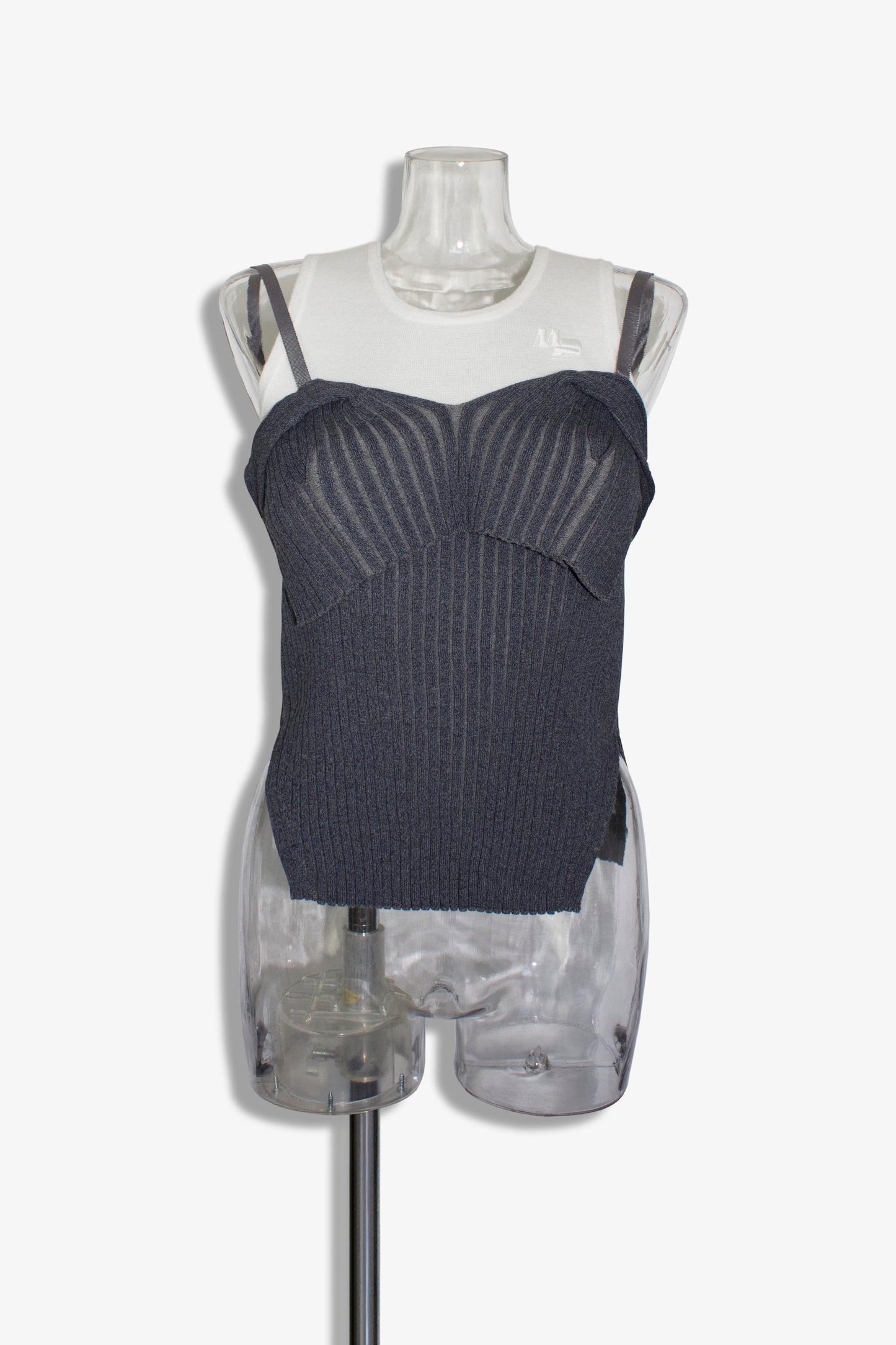 docking rib tank top / gray