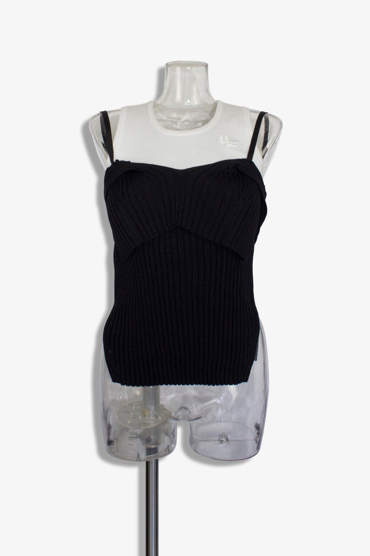 docking rib tank top / black