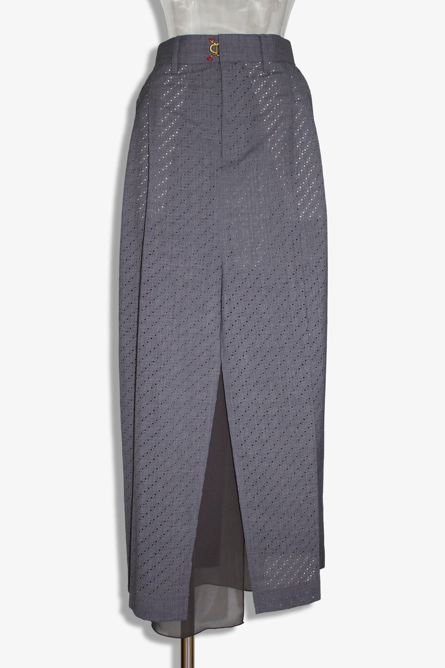 punching mesh slacks skirt /gray