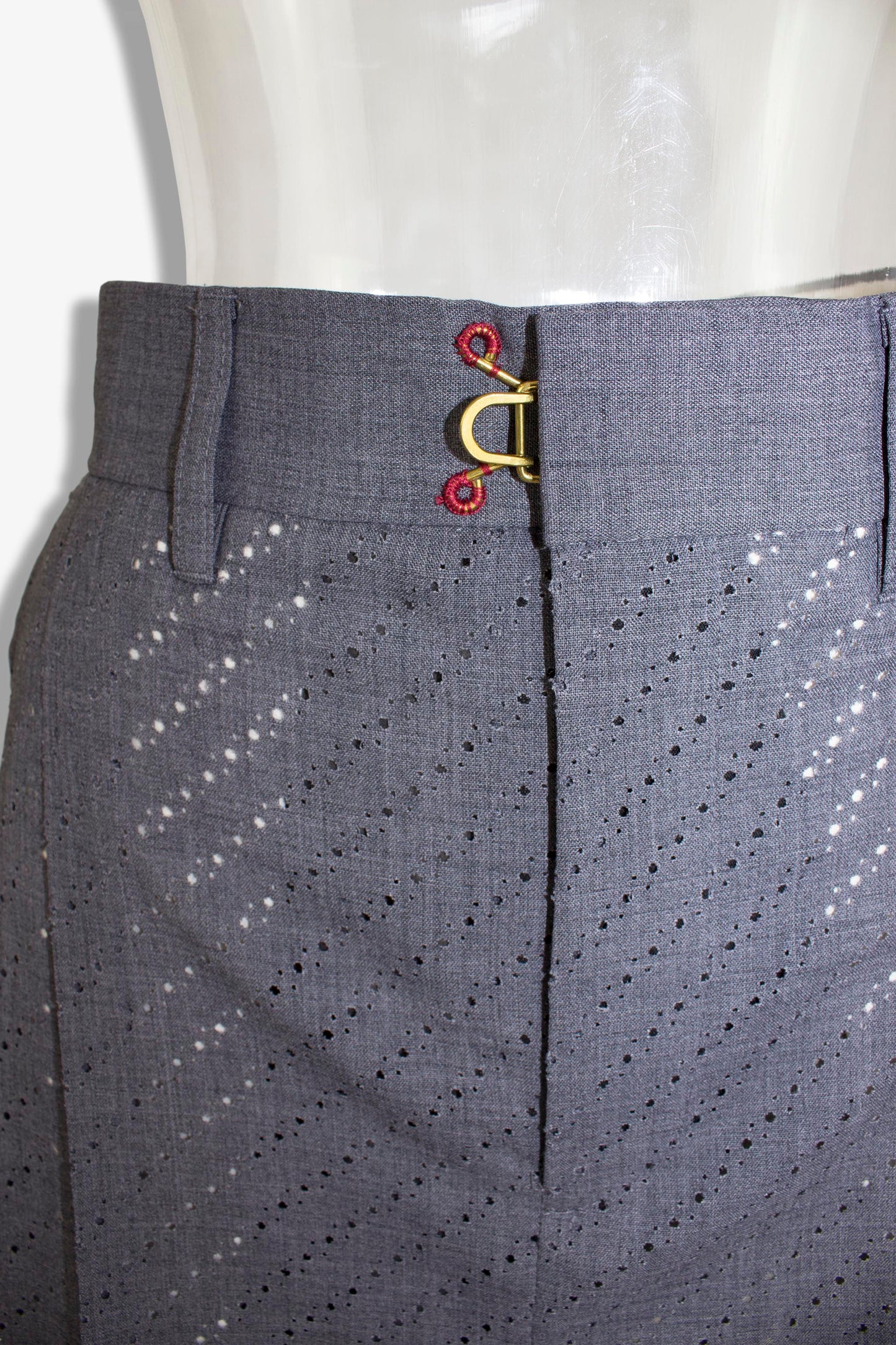 punching mesh slacks skirt /gray