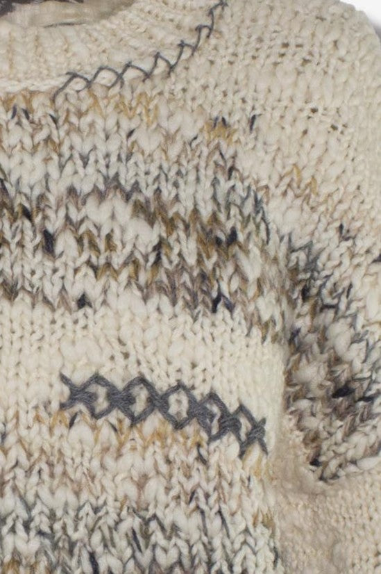 Hand wave mix yarn knit / white