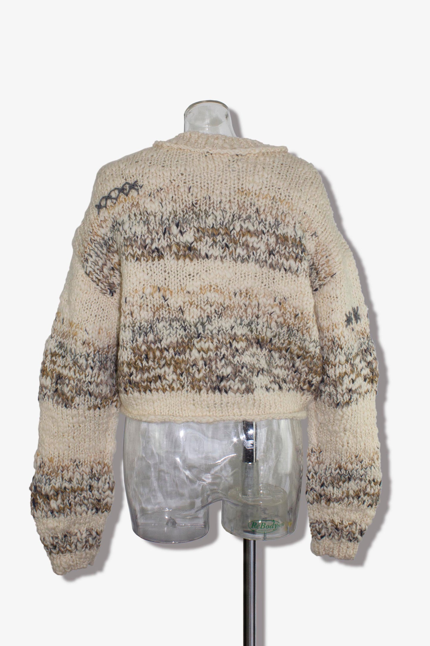 Hand wave mix yarn knit / white