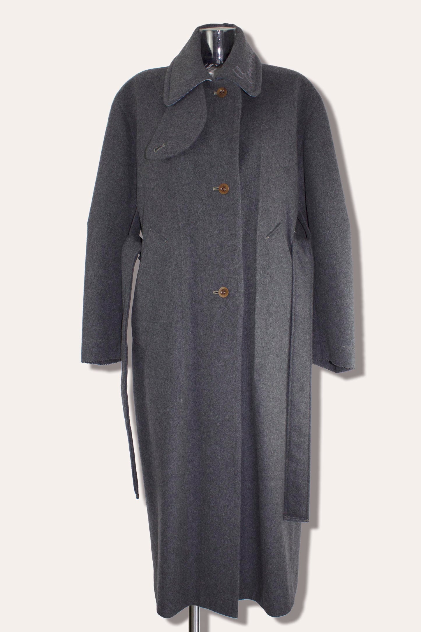 'Emma' wool back slit coat / gray