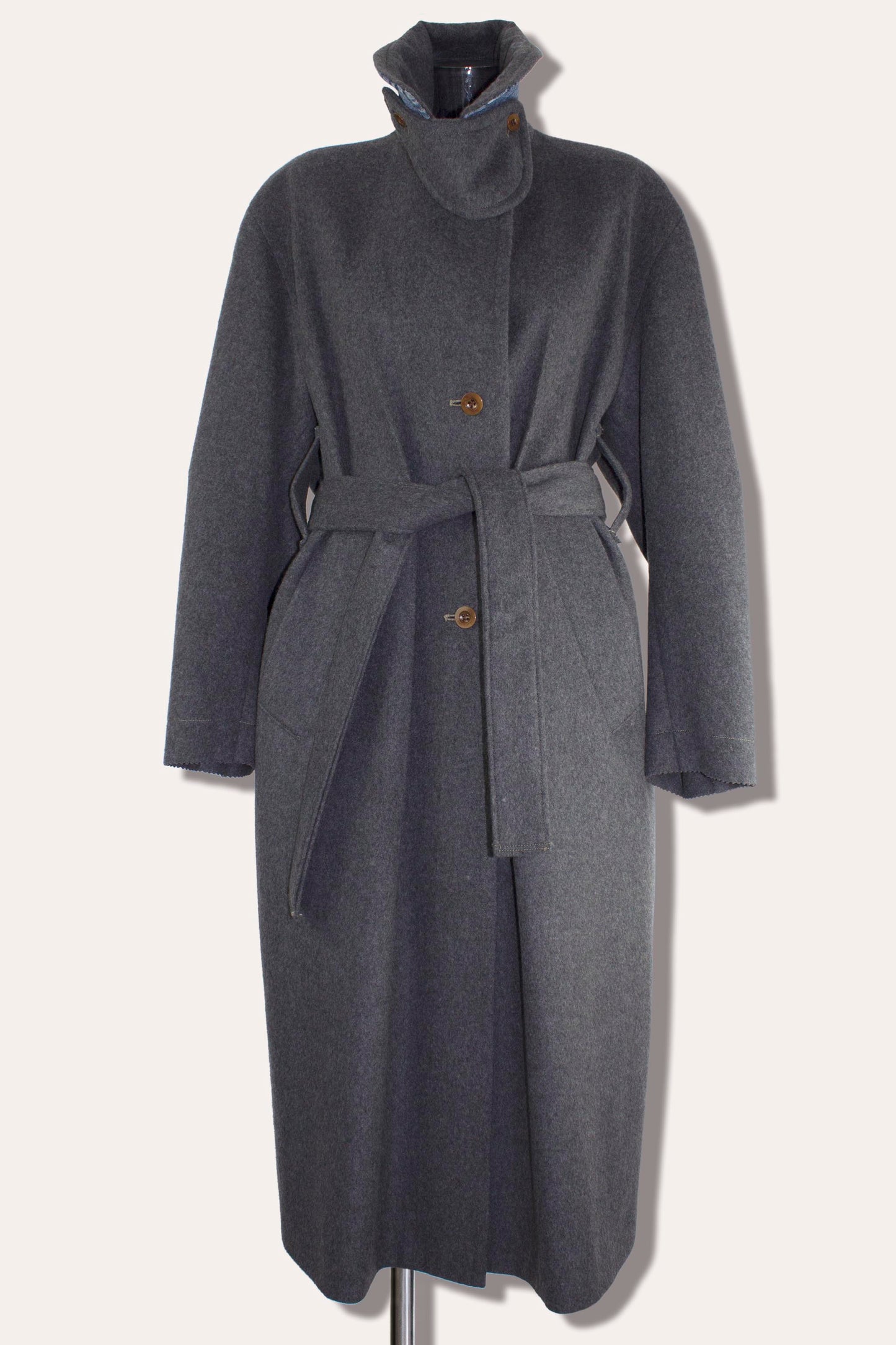 'Emma' wool back slit coat / gray