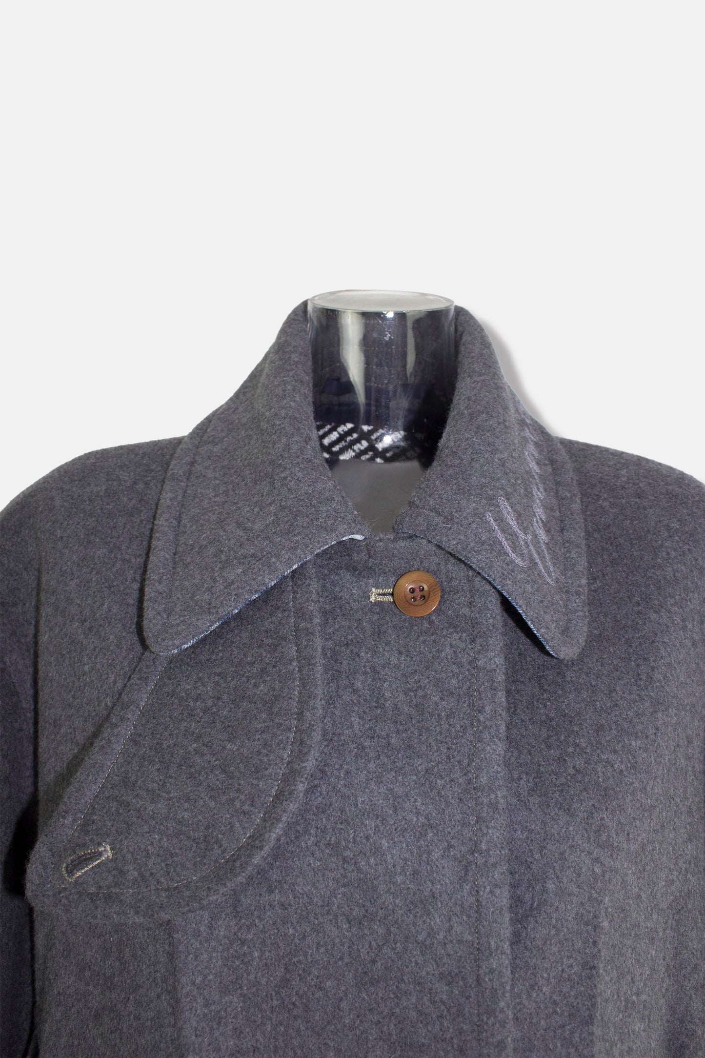 'Emma' wool back slit coat / gray