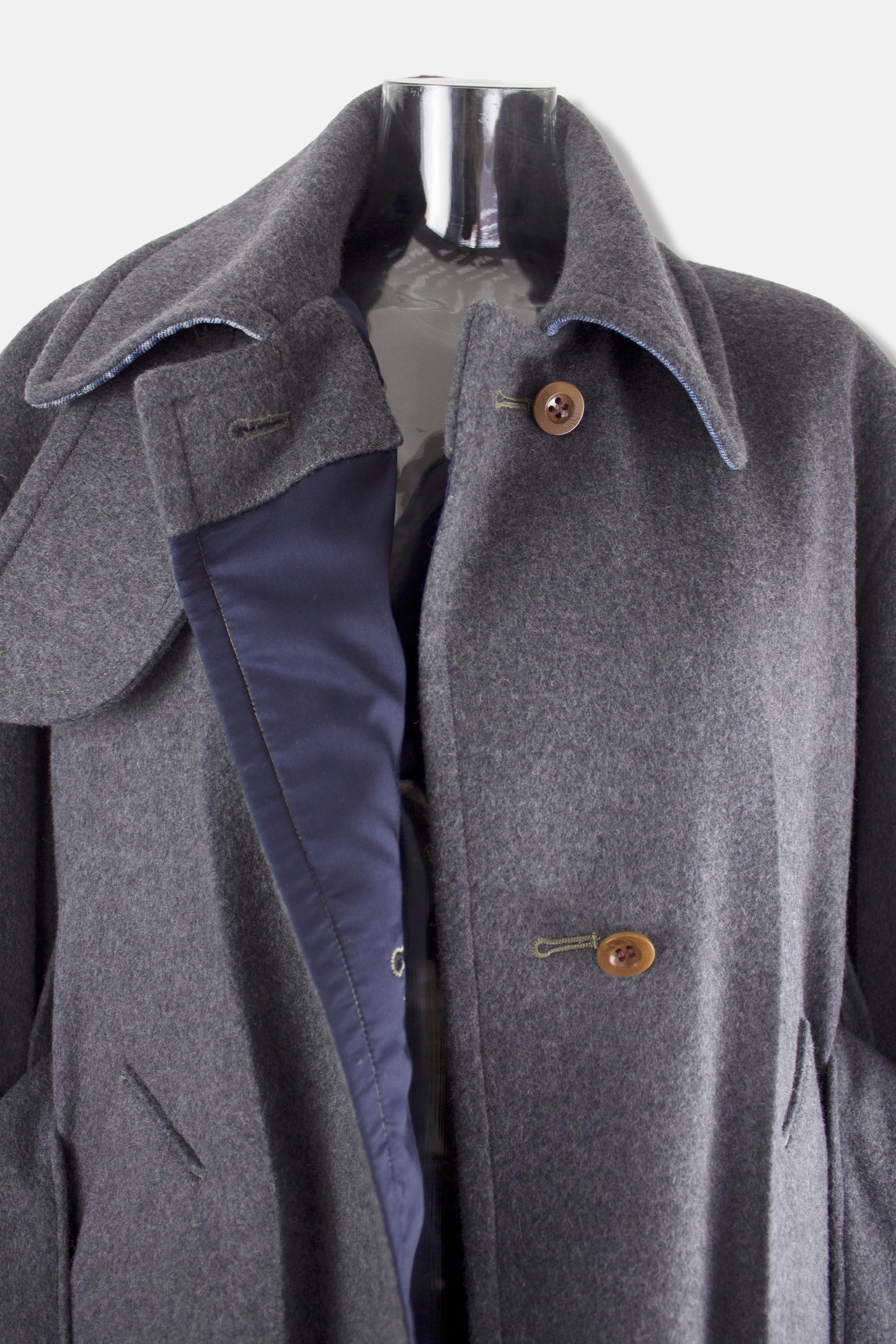 'Emma' wool back slit coat / gray