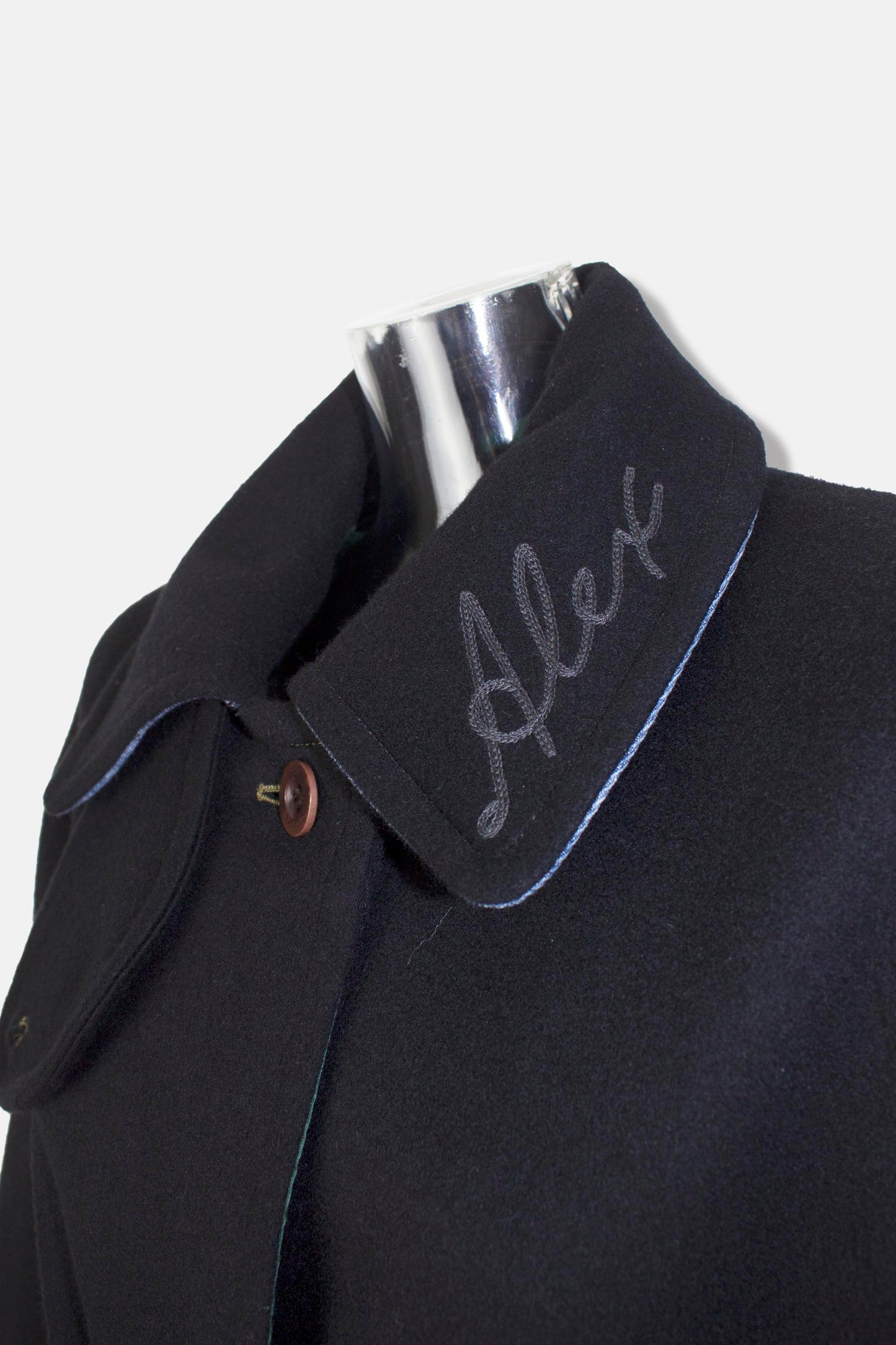 ’Alex’ wool back slit coat / black