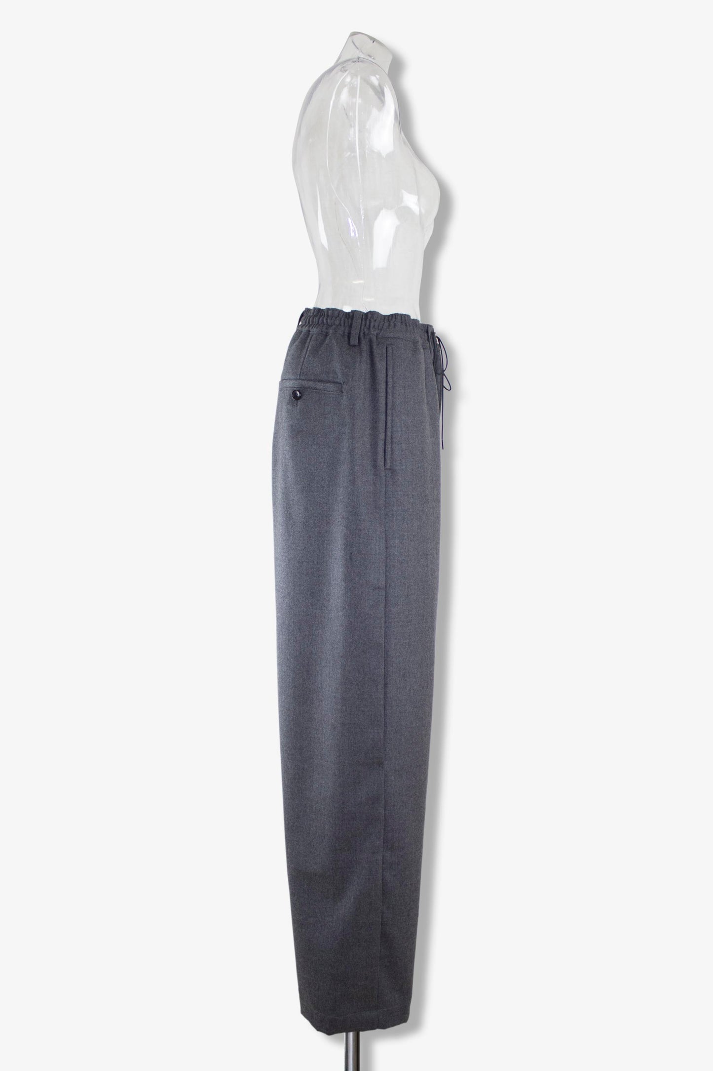 side pleats relax wool pants / gray