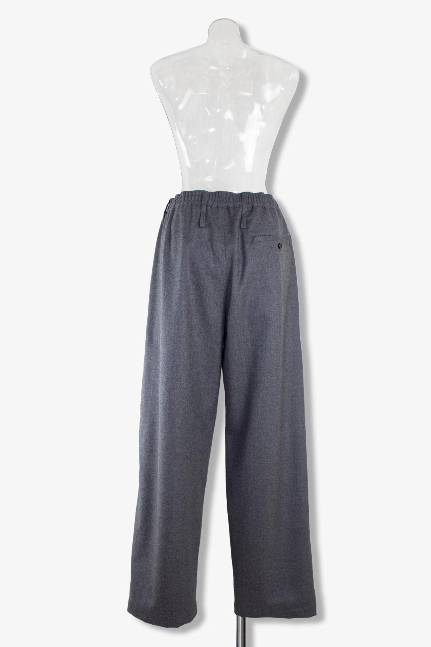 side pleats relax wool pants / gray
