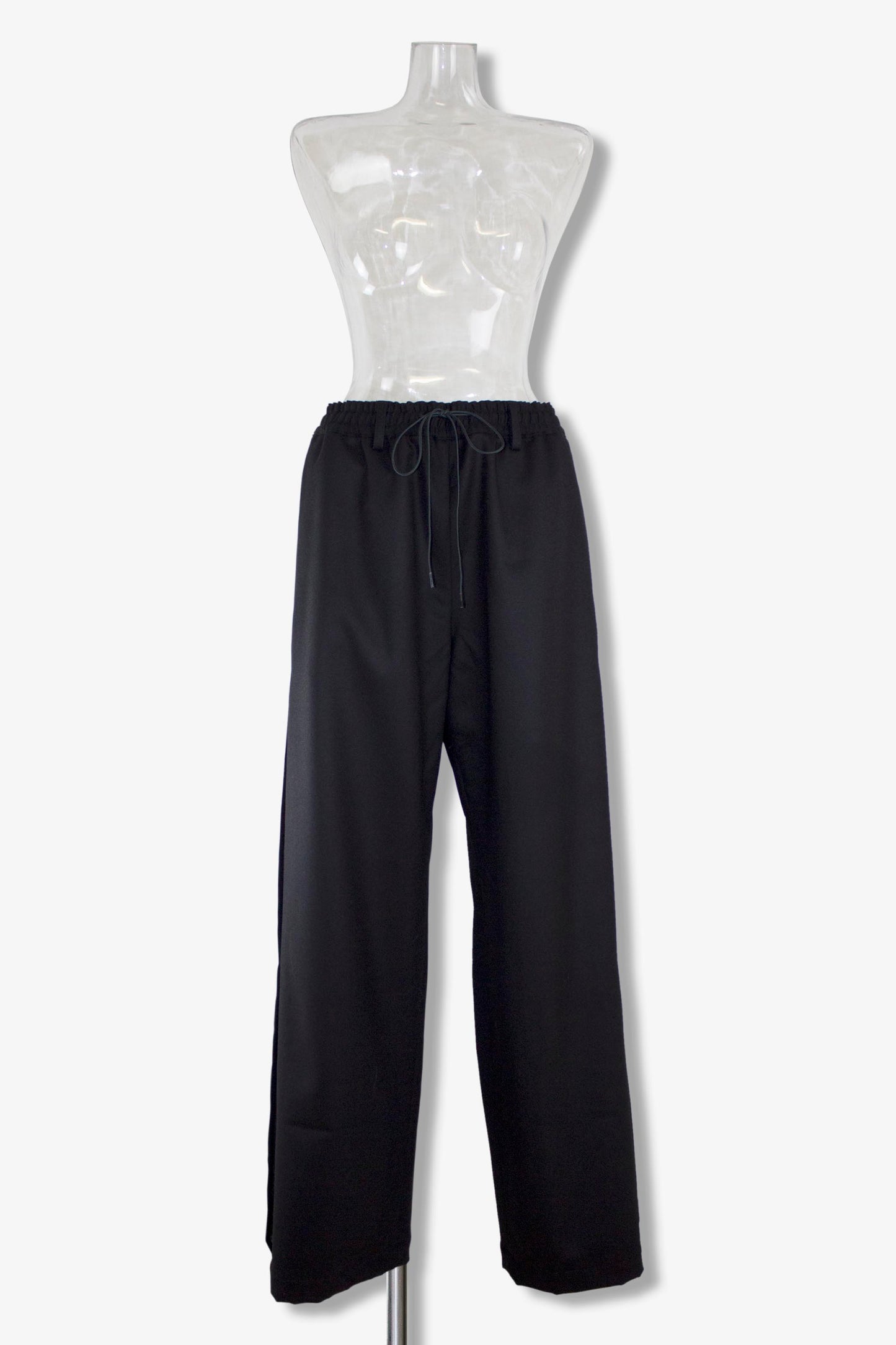 side pleats relax wool pants / black