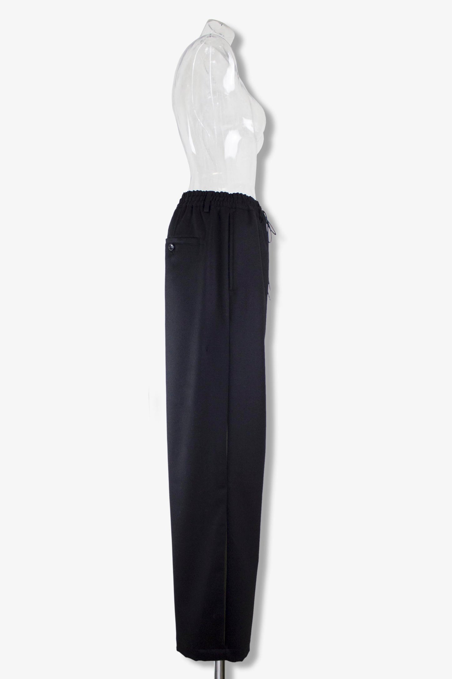 side pleats relax wool pants / black