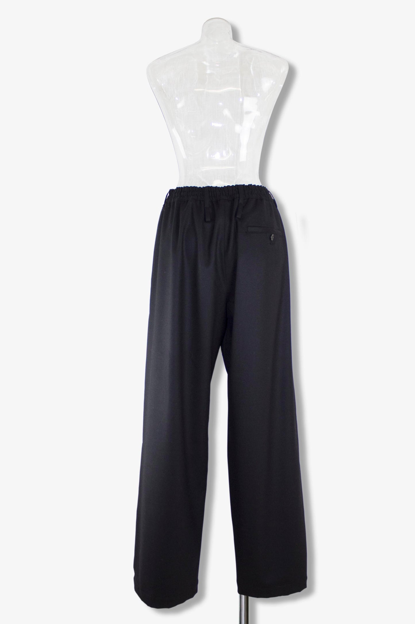 side pleats relax wool pants / black