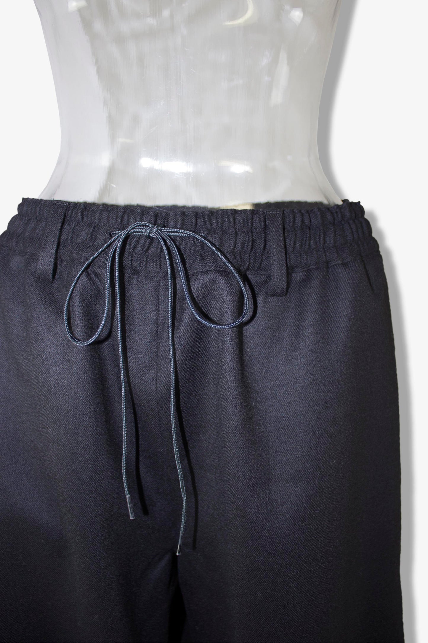 side pleats relax wool pants / black