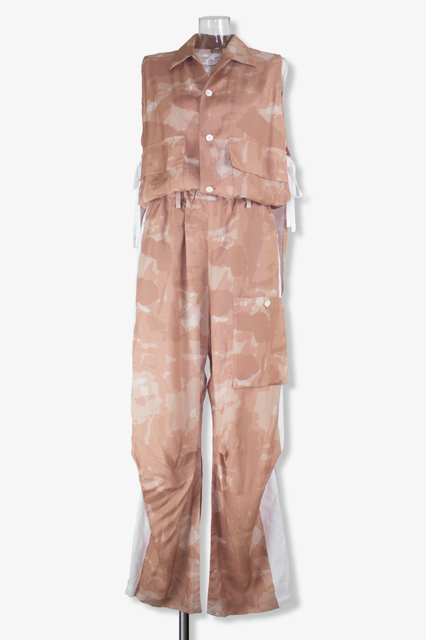 aloha fabric jump suits / pink beige