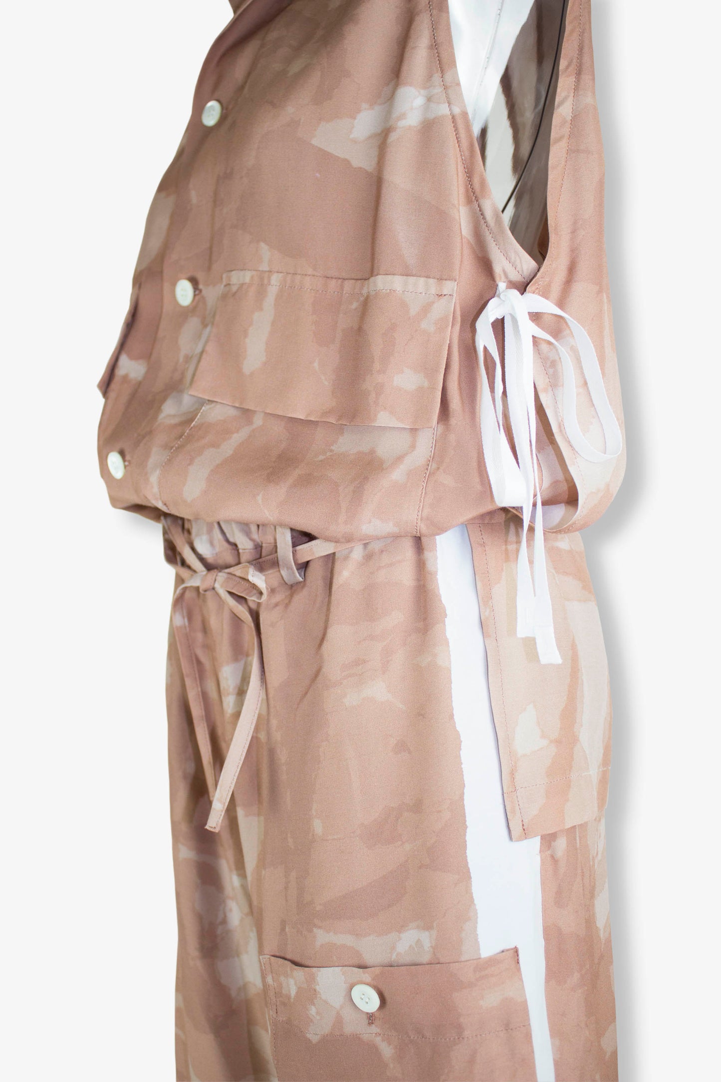 aloha fabric jump suits / pink beige