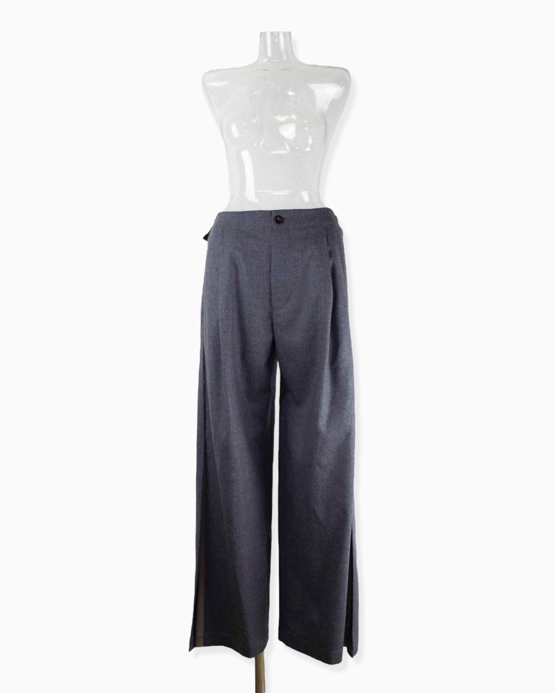 side slit wool pants / gray