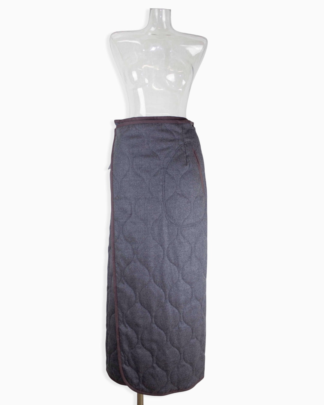 wool quilting wrap skirt / gray