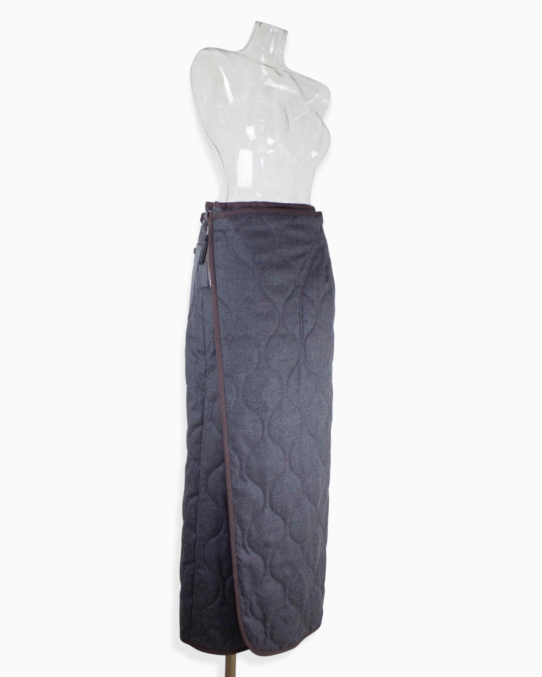 wool quilting wrap skirt / gray