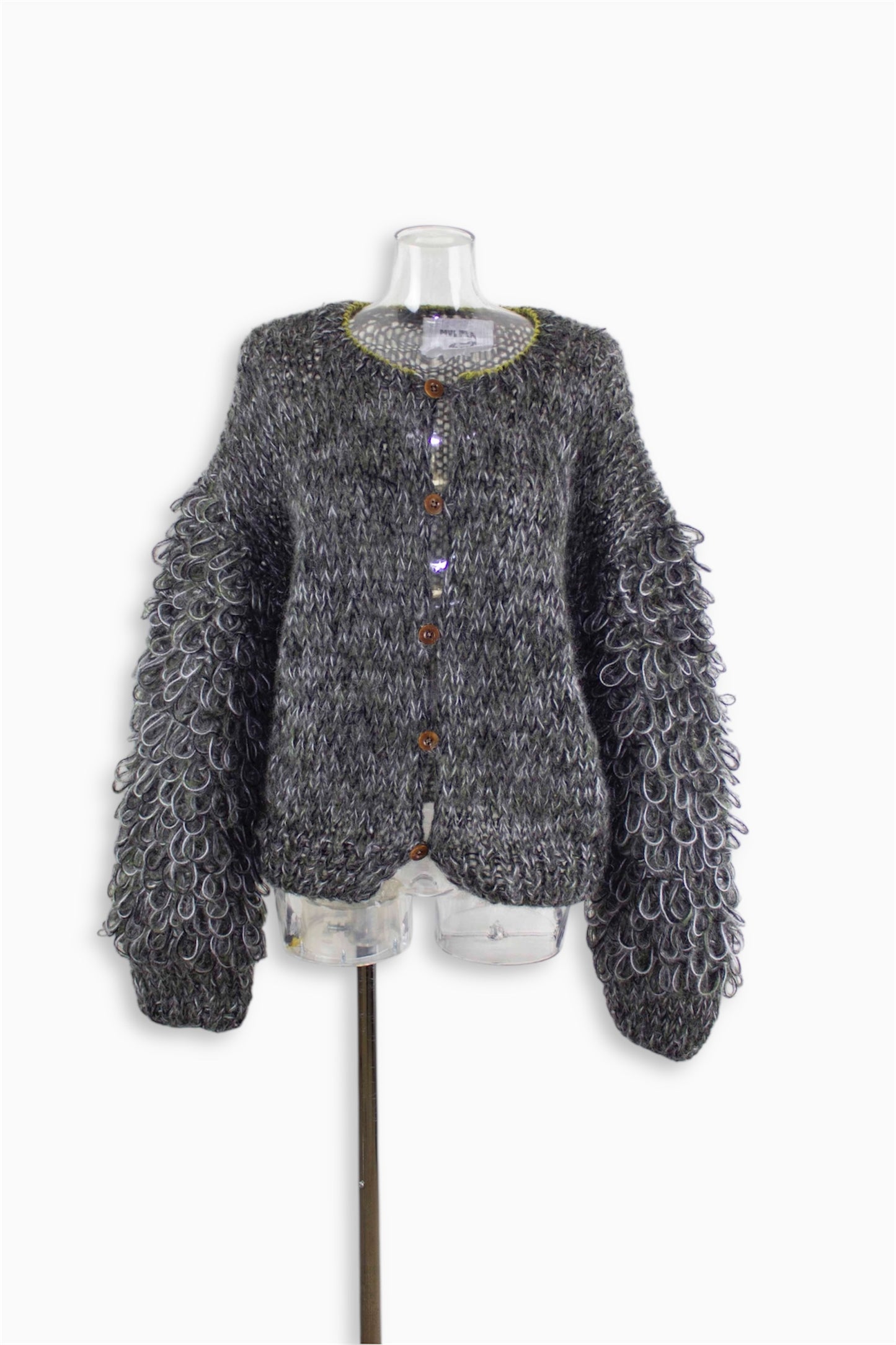 mohair birds sleeve cardigan / gray