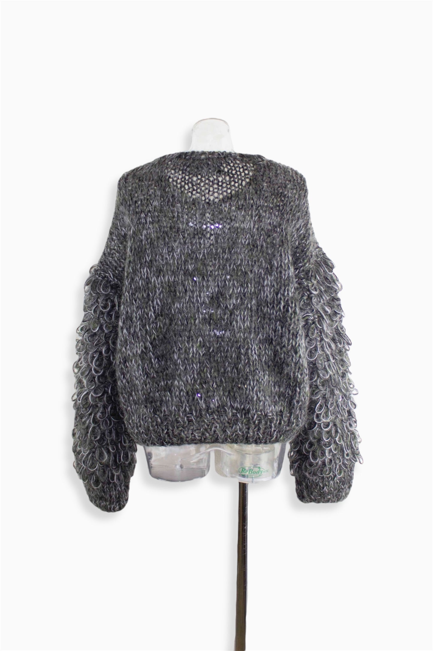 mohair birds sleeve cardigan / gray